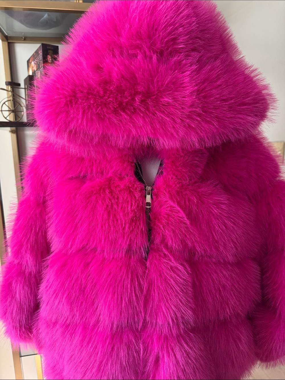 Hot Pink Faux Fur Coat - Picture 3 of 10